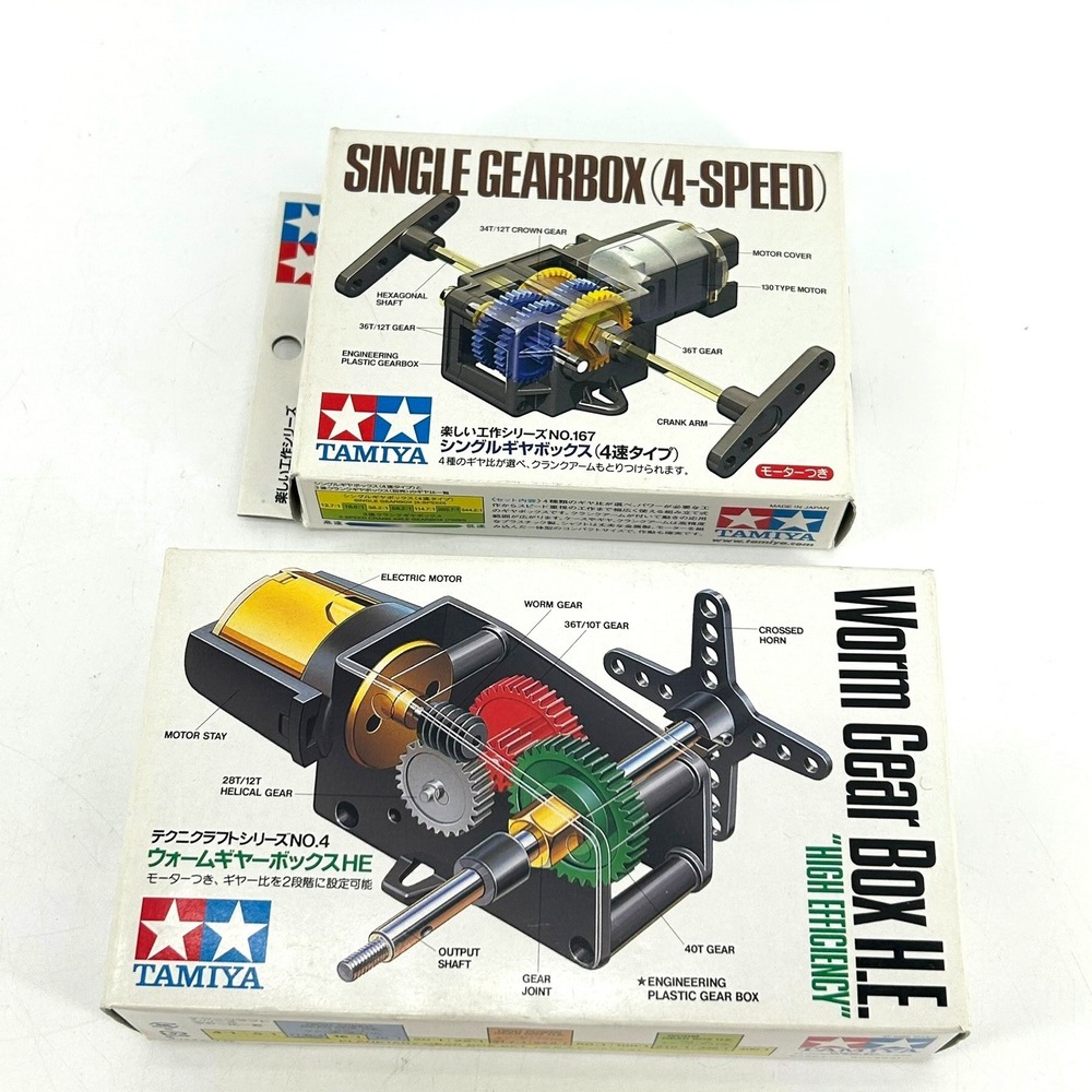 Tamiya Single Gearbox 4-Speed No.167 & Worm Gear Box HE No.4 Model Kits Lot